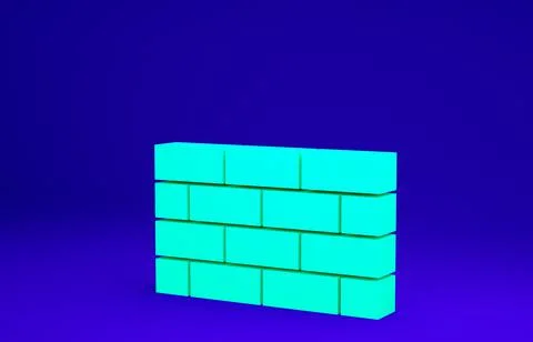 Green Firewall, security wall icon isolated on blue background. Minimalism co 库存插图