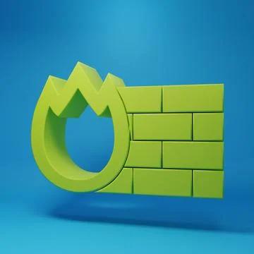 Green Firewall, security wall icon isolated on blue background. Minimalism .. Stock Illustration