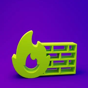Green Firewall, security wall icon isolated on purple-blue background. Mini.. Stock Illustration
