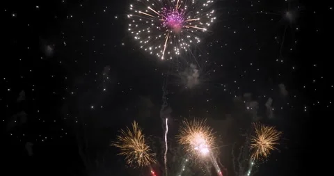 Green Firework happy new year 2024, 4th of july  celebrate anniversary holiday Video stock 247886729