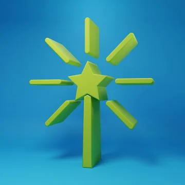 Green Firework icon isolated on blue background. Concept of fun party. Expl.. 库存插图