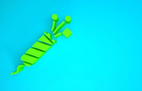 Green Firework rocket icon isolated on blue background. Concept of fun party. Stock Illustration