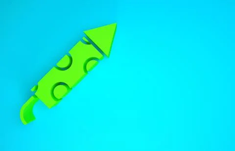 Green Firework rocket icon isolated on blue background. Concept of fun party. Stock Illustration