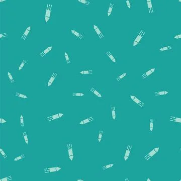 Green Firework rocket icon isolated seamless pattern on green background Stockillustratie