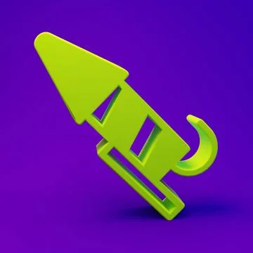 Green Firework rocket icon isolated on purple-blue background. Concept of f.. Stockillustratie