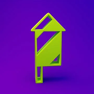 Green Firework rocket icon isolated on purple-blue background. Concept of f.. Stock Illustration