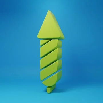 Green Firework rocket icon isolated on blue background. Concept of fun part.. Stock Illustration