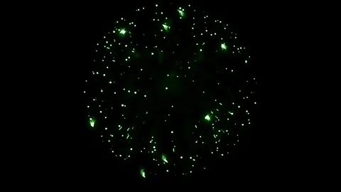 Green Firework Rocket With Trail Exploding On Black Stock Footage 323144931