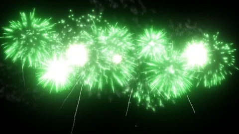Green fireworks as background for holidays like New Year, Christmas. V16 Stock Footage 101730581