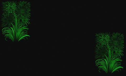Green Fireworks Display on Black Background celebration Illustrazione stock