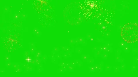 Green fireworks exploding in night sky with bright glowing sparks and vibrant Vídeos de archivo 343807480