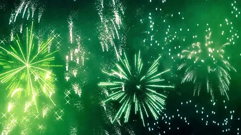 Green fireworks Stock Footage 143655742