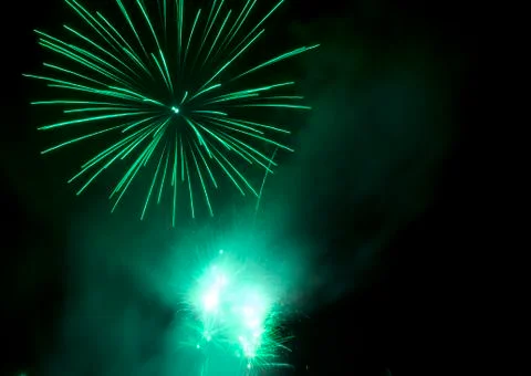 Green fireworks Stock Photos