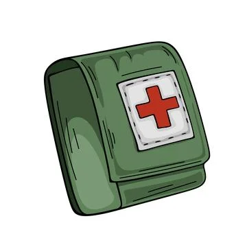 Green first aid kit isolated on white 스톡 일러스트