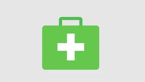 A green first aid kit with a white cross concept loop animation video with .. Stock Footage 266093745