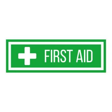 Green First Aid sign in square. flat vector icon for apps, website, labels Stock Illustration