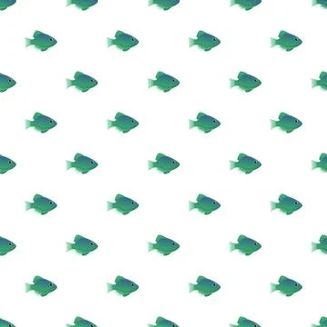 Green fish seamless pattern repeating digital background Stock Illustration