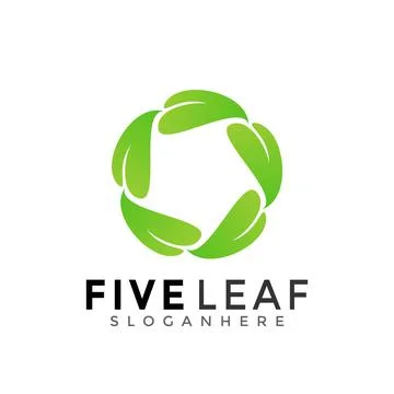 Green Five Leaf Creative Modern Logo Design Vector Illustration イラスト素材