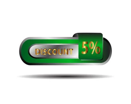 Green five percent discount button vector Stock Illustration