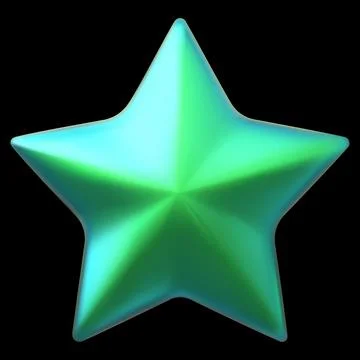 Green five-pointed star realistic 3D vector design, cyber chrome space galaxy Stock Illustration