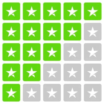 Green five star rating vector illustration. 1 to 5 point stars feedback icons Stock Illustration
