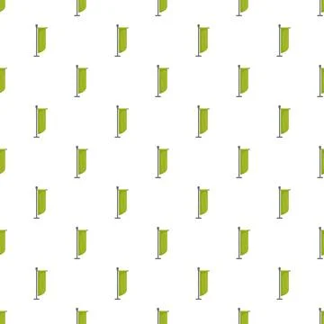 Green flag banner pattern repeating on white background イラスト素材
