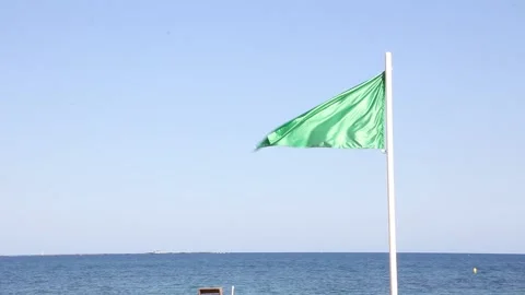Green Flag on the Beach Stock Footage 135448346