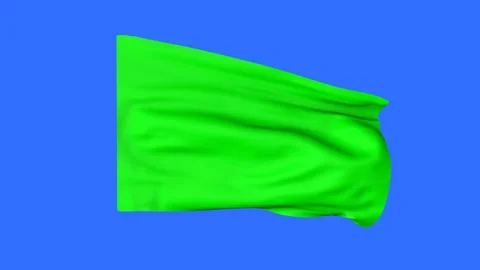 Green flag on a blue screen. 3D animation. Sports flag, races. Stock Footage 306407501