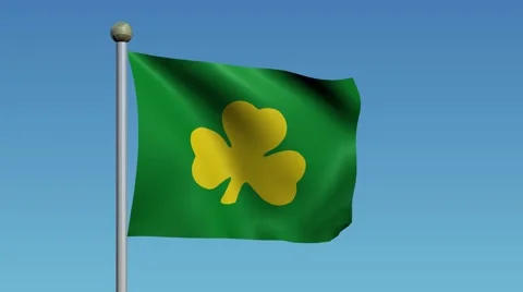 Green Flag With Gold Shamrock Waving in the Breeze for St. Patricks Day 库存影片 59665400