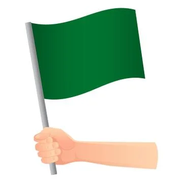 Green flag in hand Stock Illustration