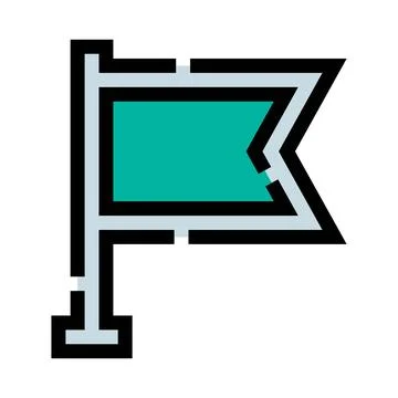 Green flag icon indicating map location or goal 库存插图
