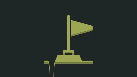 Green Flag icon isolated on black background. Victory, winning and conquer Stock Footage 235587744