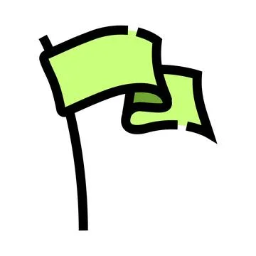 Green flag icon waving on white background Stock Illustration