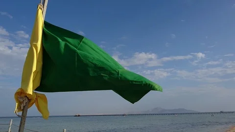 Green flag moves on wind Stock Footage 125469824