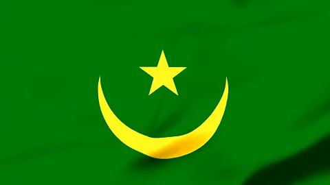 Green flag with yellow crescent and star symbol Video stock 343573285