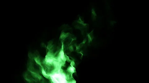 Green flame smoke on black background, abstract fire and glowing gas footage Vídeos de archivo 333189152