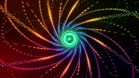 Green flash a vortex of particles. Colorful shining and rotating light particles Stock Footage 219675810