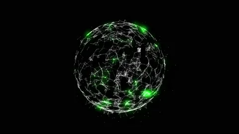 Green flashes move across a white sphere on a black background. Stock Footage 237488751