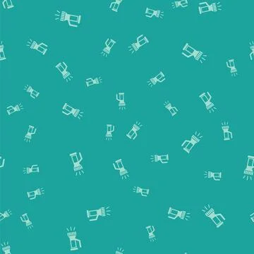 Green Flashlight for diver icon isolated seamless pattern on green background 스톡 일러스트