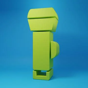 Green Flashlight icon isolated on blue background. Minimalism concept. 3D r.. 스톡 일러스트