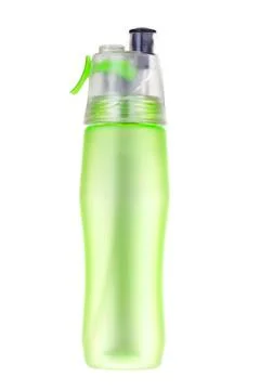 Green flask plastic isolated for put drinking water on white background. Stock Photos
