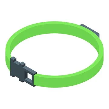 Green flea collar icon isometric vector. Friend adult Stock Illustration