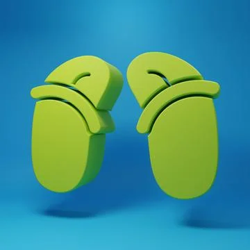 Green Flip flops icon isolated on blue background. Beach slippers sign. Min.. Stockillustratie