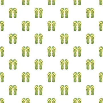 Green flip flops summer abstract seamless pattern Stock Illustration