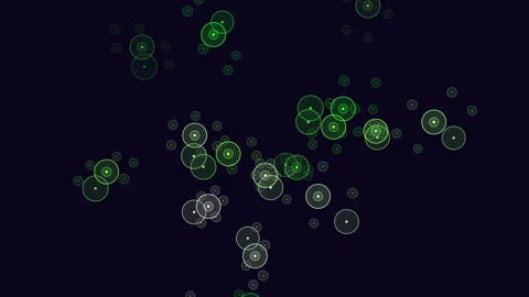 Green floating circles on black background Stockbeeldmateriaal 315100770