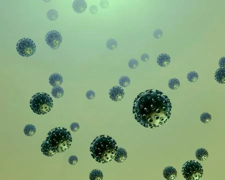 Green floating viruses Stock Illustration