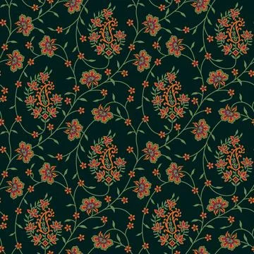 Green floral allover pattern design background Stock Illustration