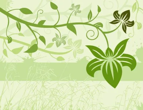 Green floral background Иллюстрация