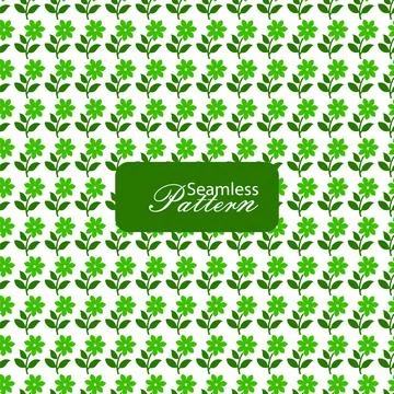 Green Floral Botanical Seamless Pattern on White Background Stock Illustration