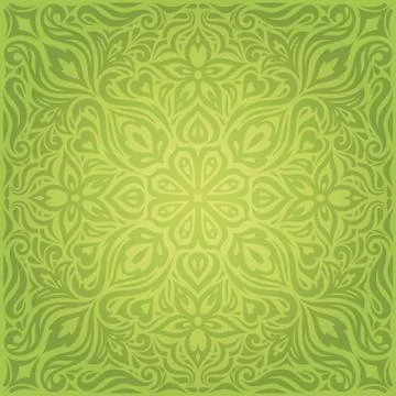 Green Floral Easter Decorative backround Stock Illustration